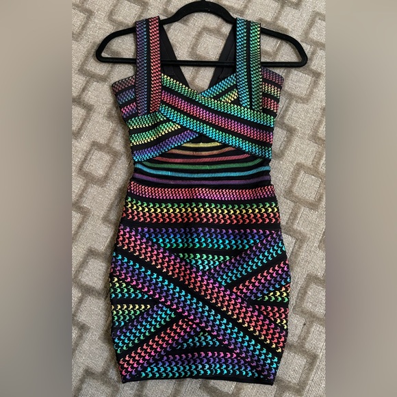 KatieJ NYC Rainbow Bandage Dress - Picture 4 of 5